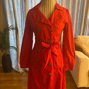 Beautiful red coat 100%cotton size M .  Priorities is the brand .